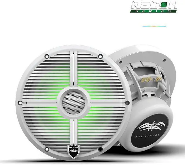 Main image of Recon 8 XW-W RGB | High Output Component Style 8" Marine Coaxial Speakers with White Grille and RGB Backlighting