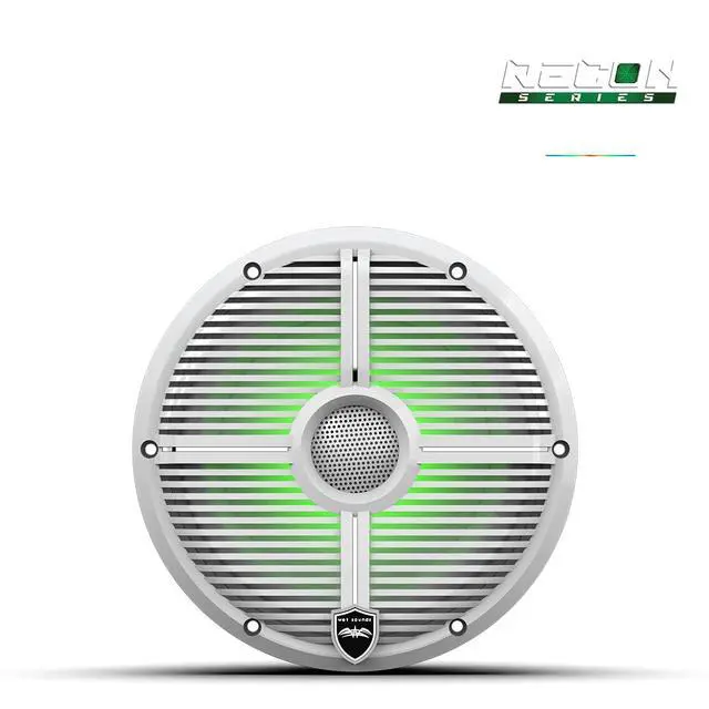 Alt view image 4 of 4 - Recon 8 XW-W RGB | High Output Component Style 8" Marine Coaxial Speakers with White Grille and RGB Backlighting