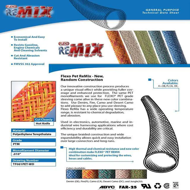 Alt view image 2 of 3 - 3/8" Flexo Remix PET Expandable Braided Sleeving - Fire - 500FT