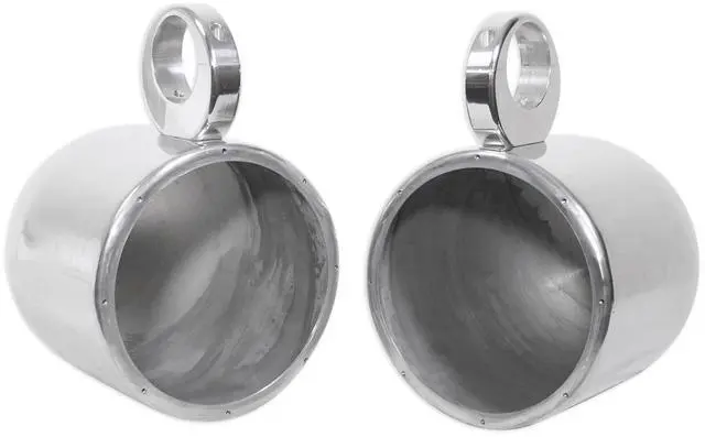Main image of Pair MAC80S 7.7" Polished Silver Aluminum Wakeboard Tower Speaker Enclosures, Waterproof, Marinized, Universal Fit, High-Efficiency Airspace, for Marine Audio Enthusiasts