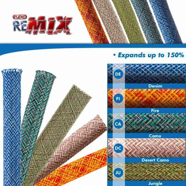 Main image of 3/4" Flexo Remix PET Expandable Braided Sleeving - Denim - 250FT