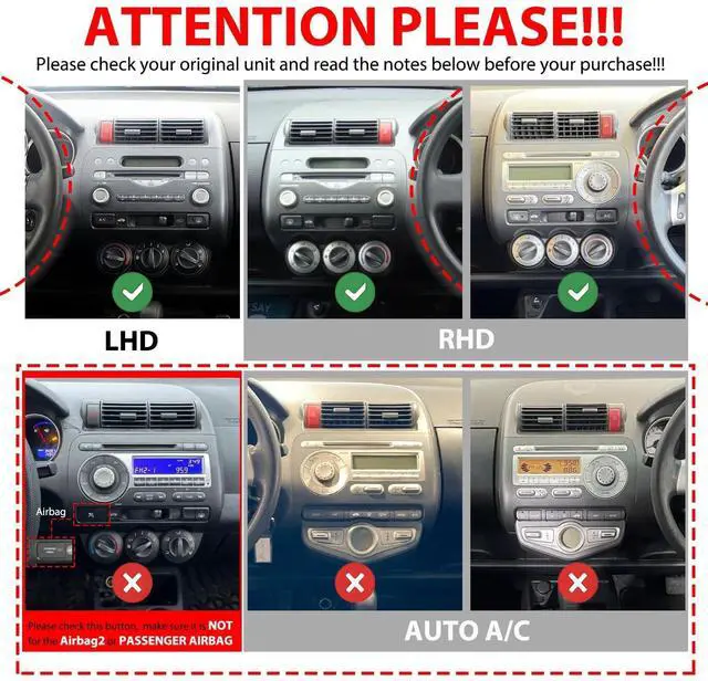 Alt view image 2 of 4 - for Honda Fit Jazz 2001-2008(RHD) CarPlay Android Auto Navigation Stereo GPS Radio Camera Display 9" IPS Touchscreen Headunit Tablet Pad Media Player, if Applicable Quad Core 2G+64G
