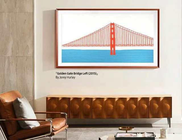 Alt view image 2 of 4 - (Modern Teak Frame Customizable Bezel, 55 Inch, 2021 Model)