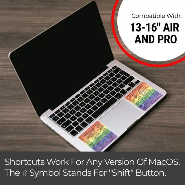 Alt view image 4 of 4 - (100 Sets) Mac OS + Word/Excel (for Mac) Shortcuts, Laminated Vinyl Stickers - for MacBook Air/Pro/iMac/Mini (Rainbow/100)