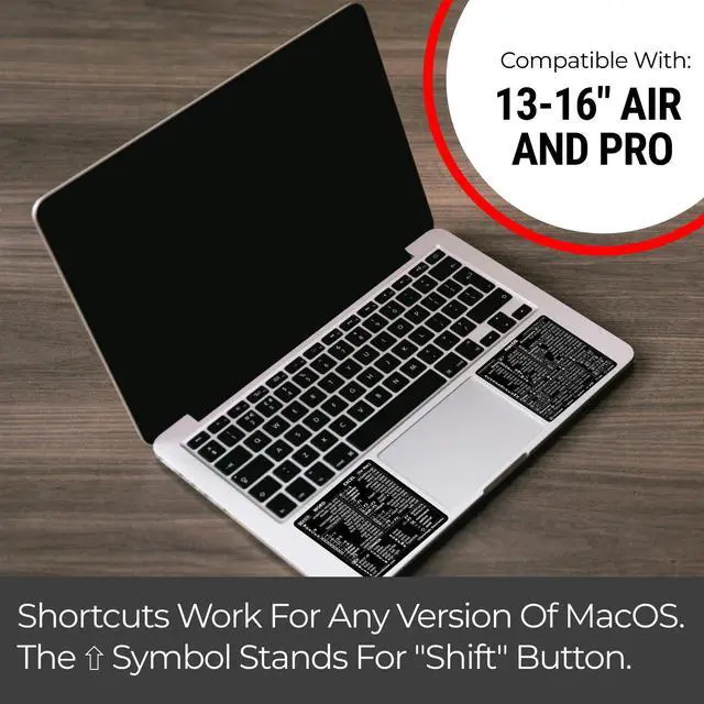 Alt view image 4 of 4 - (100 Sets) Mac OS + Word/Excel (for Mac) Shortcuts, Laminated Vinyl Stickers - for MacBook Air/Pro/iMac/Mini (Black/100)