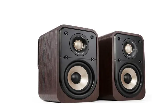 Main image of Polk Signature Elite ES10 Surround Sound Speakers - Hi-Res Audio Certified, Dolby Atmos & DTS:X Compatible, 1" Tweeter & 4" Woofer, Power Port Technology for Bass (Pair, Contemporary Walnut)