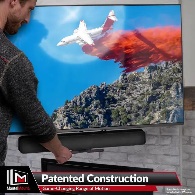 Alt view image 2 of 4 - MM540 - Above Fireplace Pull Down TV Mount for 44" to 80" Screen TVs to 90 lbs, with Patented auto-straightening, Adjustable Stops, Heat Sensor Handles & Paintable Covers