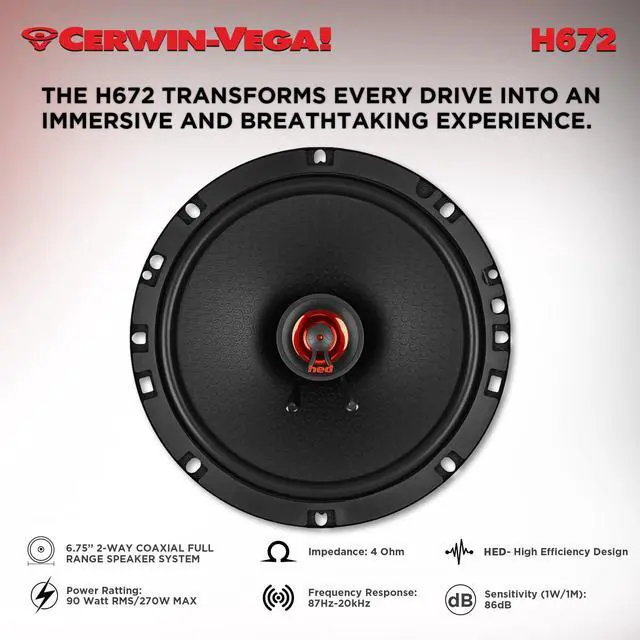 Alt view image 2 of 6 - H672 6.75" 2-Way 270W 4 Coaxial Full Range Speaker Set(Pair)