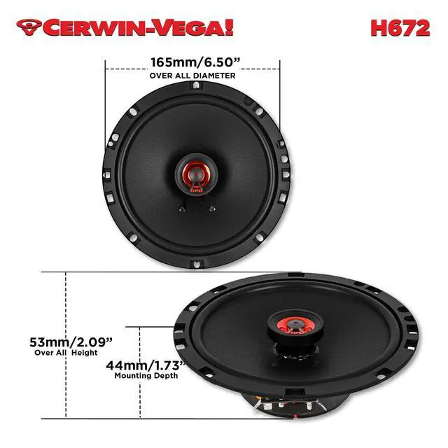 Alt view image 5 of 6 - H672 6.75" 2-Way 270W 4 Coaxial Full Range Speaker Set(Pair)
