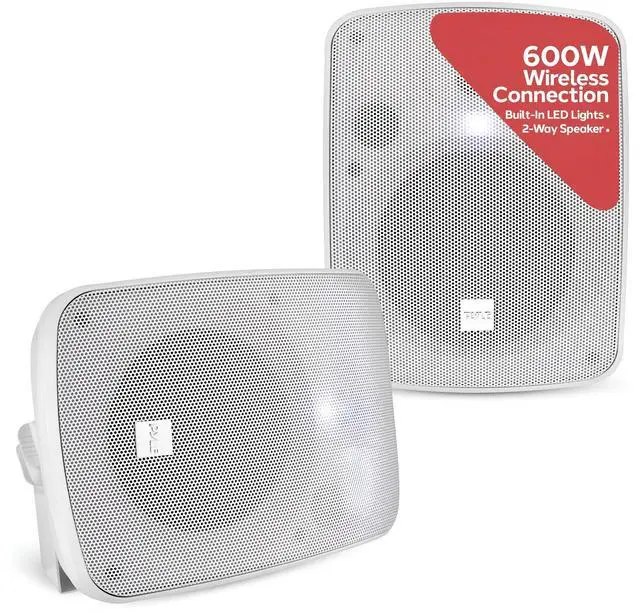 Main image of 600W Outdoor Bluetooth Speaker System | Marine Grade Active and Passive 2-Way Stereo Speakers with Built-In Amplifier | Home, Boat, Patio, Pool and Outdoor Use | RCA Inputs (Pair)