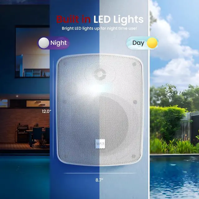 Alt view image 3 of 4 - 600W Outdoor Bluetooth Speaker System | Marine Grade Active and Passive 2-Way Stereo Speakers with Built-In Amplifier | Home, Boat, Patio, Pool and Outdoor Use | RCA Inputs (Pair)