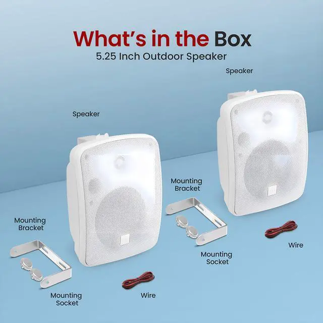 Alt view image 4 of 4 - 600W Outdoor Bluetooth Speaker System | Marine Grade Active and Passive 2-Way Stereo Speakers with Built-In Amplifier | Home, Boat, Patio, Pool and Outdoor Use | RCA Inputs (Pair)