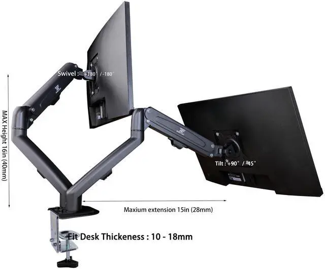 Alt view image 2 of 4 - Vero V227Q H 22" FHD Free Sync Monitor with 4ms Response Time, Flicker Free, Anti Glare, VESA Mount (100mm), HDMI & DKZ Hub, Black (UM.WV7AA.H01) 2 Pack & ErgoFlexy Dual Monitor Mount
