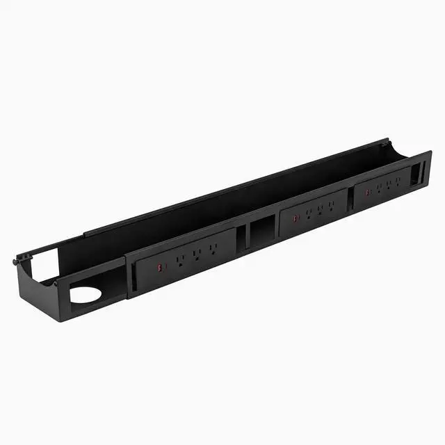 Alt view image 2 of 4 - 9 Plugs Power Rail Thermal Overload Protection Desk Power Strip with USB Ports, Mountable Under Desk Cable Organizer Space Gray
