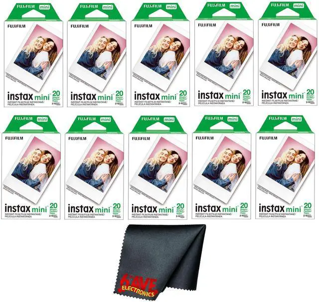 Main image of Instax Mini Instant Camera Film (200 Photo Exposure) Bundle with 6AVE Microfiber Cleaning Cloth