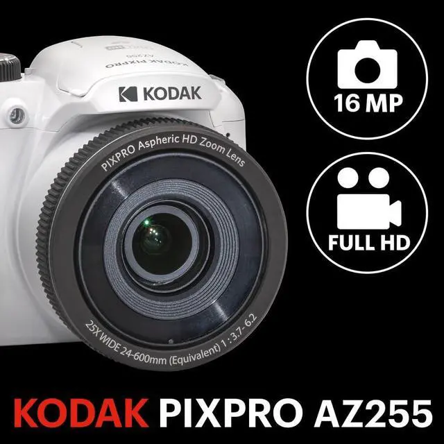 Alt view image 3 of 4 - PIXPRO AZ255 Digital Camera, 25x Optical Zoom Bridge with 16MP Sensor, AA Batteries, OIS, 1080p Full HD Video, White