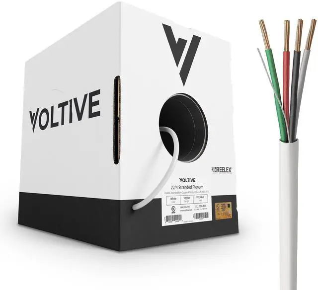 Main image of 22/4 Stranded Alarm Wire, Plenum CL3P, White, 1000ft - 22AWG, 4 Conductors, Stranded Bare Copper, UL Listed - V-1300-1