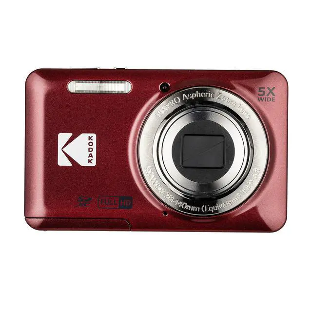 Alt view image 2 of 6 - PIXPRO FZ55 Digital Camera (Red) | 16MP Sensor, 5X Optical Zoom, 28mm Wide-Angle Lens & Full HD Video | Great for Travel & Beginner Photography (FZ55RD) + 32GB Card + Case + Cleaning Cloth