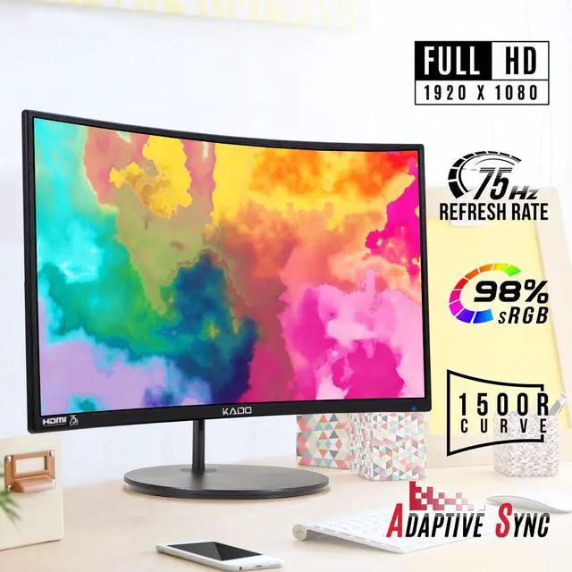 Alt view image 3 of 4 - Dual Monitor 2-Pack 27" Curved 1500R 1920x1080 75Hz Computer Monitor | Dual Monitor Setup HDMI Office Gaming Hybrid, VESA Wall Mount Arm Mount Built-in Speakers, Panoramic Display Multi-tasking