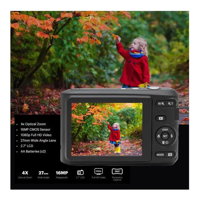 Alt view image 3 of 6 - PIXPRO FZ45 Friendly Zoom 16MP 1080p Full HD Digital Camera (Pastel Pink) Bundle with Memory Card (2 Items)