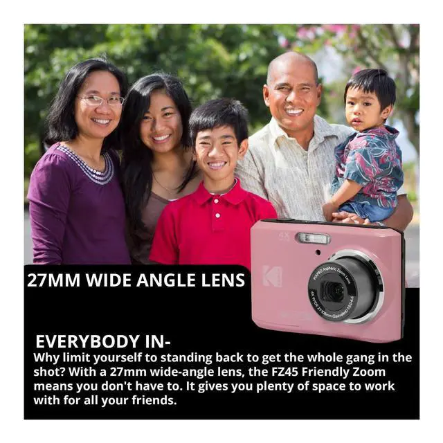 Alt view image 4 of 6 - PIXPRO FZ45 Friendly Zoom 16MP 1080p Full HD Digital Camera (Pastel Pink) Bundle with Memory Card (2 Items)