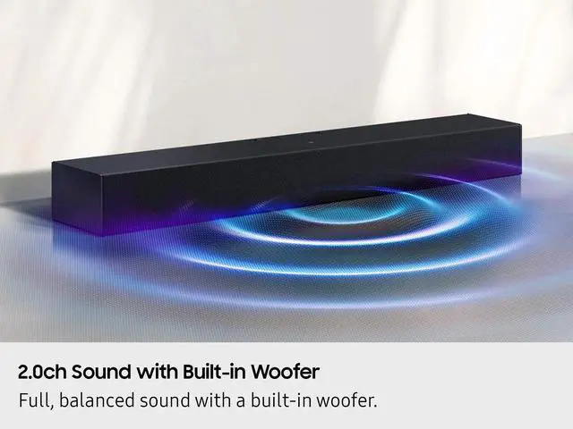 Alt view image 2 of 4 - HW-B400F B-Series Soundbar, 2.0ch with Built-in Woofer, Voice Enhance & Night Mode, Surround Sound Expansion