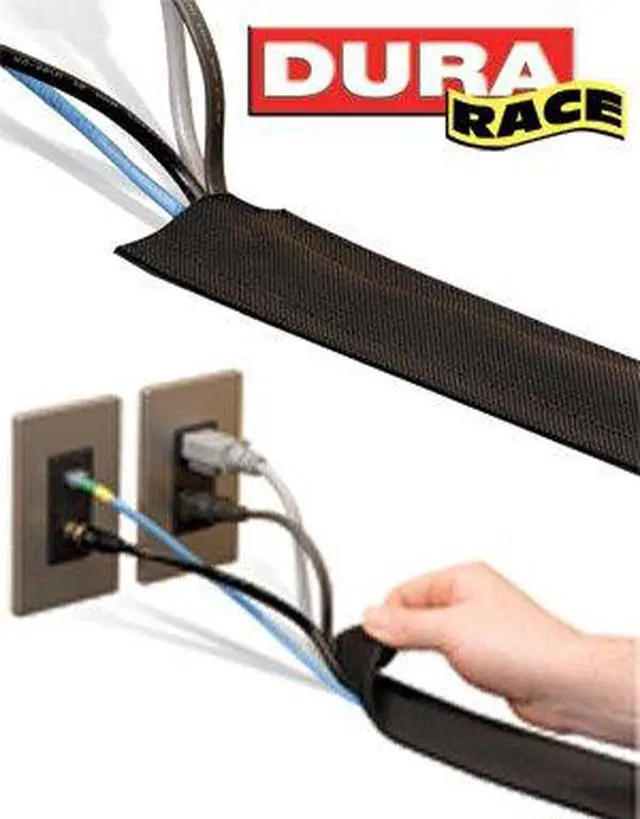 Alt view image 4 of 4 - 3" Wide Dura Race Carpet Cord Cover Cable Protector Hook and Loop Wire Concealer - 50 Feet - Brown