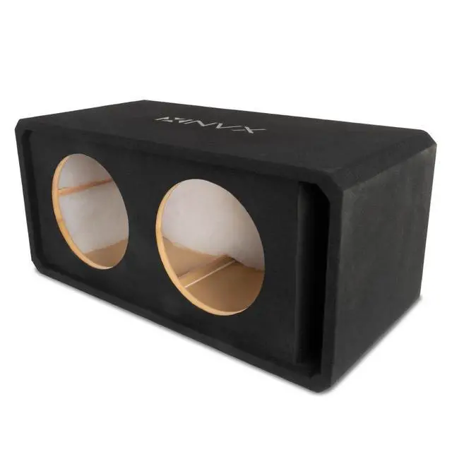 Alt view image 4 of 4 - NE122P Dual 12" Ported Subwoofer Enclosure 3.25 Cu Ft MDF Sub Box with Polyfil, 38Hz Slot Ports, Spring Terminals, Black Carpet Finish
