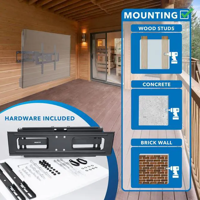 Alt view image 4 of 4 - Outdoor TV Mount Weatherproof, Anti-Rust Anti-Corrosion Outside TV Bracket for Patio, Gazebo and Exterior, Fits 37-80", Heavy Duty Dual Full Motion Arms, VESA Up to 600x400mm, 110 Lbs Limit