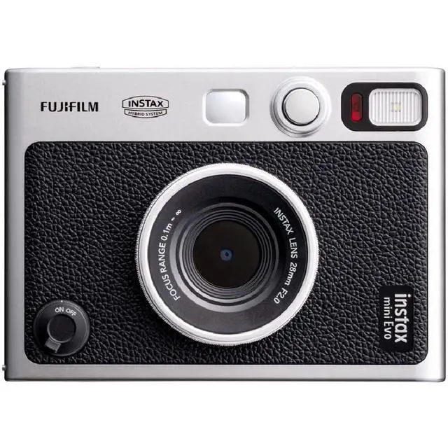 Alt view image 2 of 4 - INSTAX MINI EVO Hybrid Instant Camera | Black Bundle with Instax Mini Film | 20 Exposures + 64GB Micro SD Card + Mini Album, Borders, Stickers & Clips + Cleaning Cloth (5 Items)