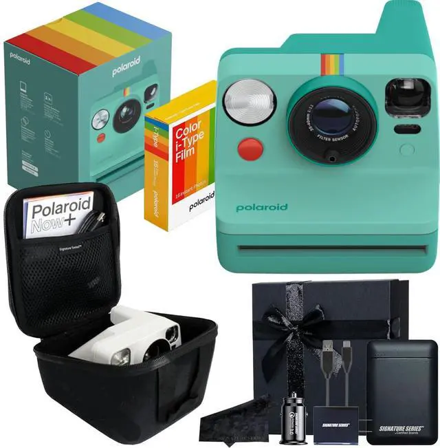 Main image of Polaroid Originals Now I-Type Instant Camera with 16 Color Film Photos and Signature Series Case (Gen 3 + Signature Gift Bundle, Teal)