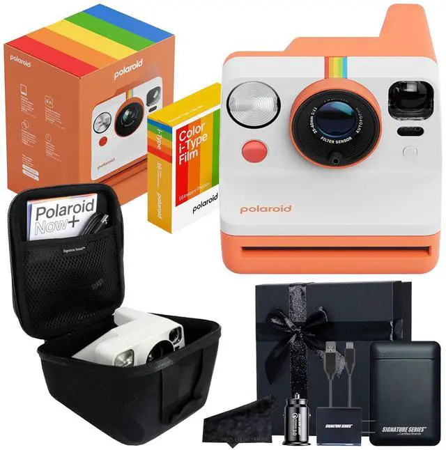 Main image of Polaroid Now 3rd Generation i-Type Instant Film Camera with 16 Color Film Photos, Coral, with Signature Series Gift Bundle