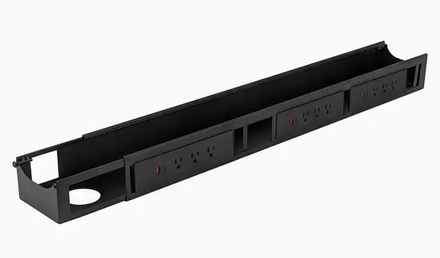 Alt view image 2 of 4 - 6 Plugs Power Rail Thermal Overload Protection Desk Power Strip with USB Ports, Mountable Under Desk Cable Organizer White
