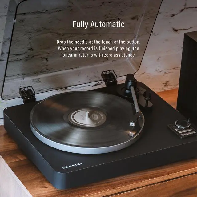 Alt view image 4 of 4 - KT300B Fully Automatic Belt-Drive Bluetooth Turntable Record Player with S200A Stereo Speakers, Black