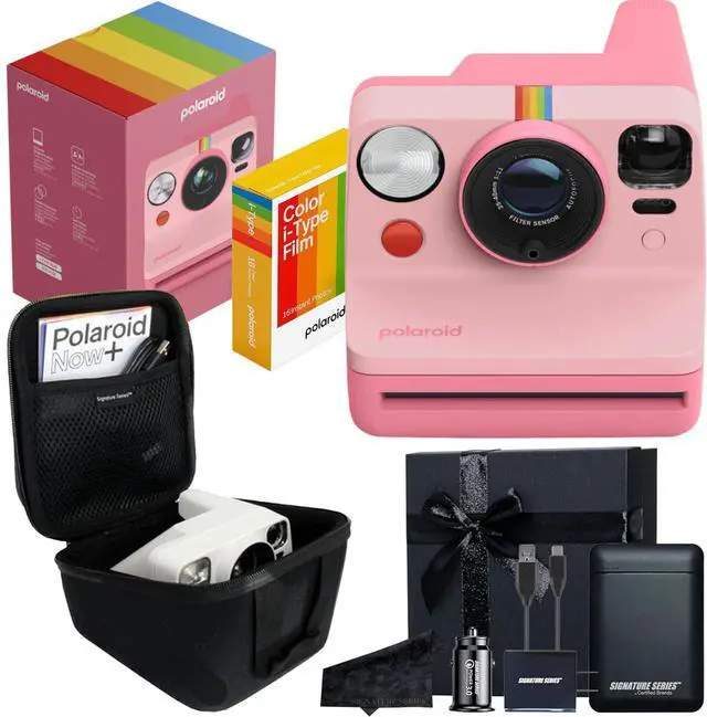 Main image of Polaroid Originals Now I-Type Instant Camera with 16 Color Film Photos and Signature Series Case (Gen 3 + Signature Gift Bundle, Pink)
