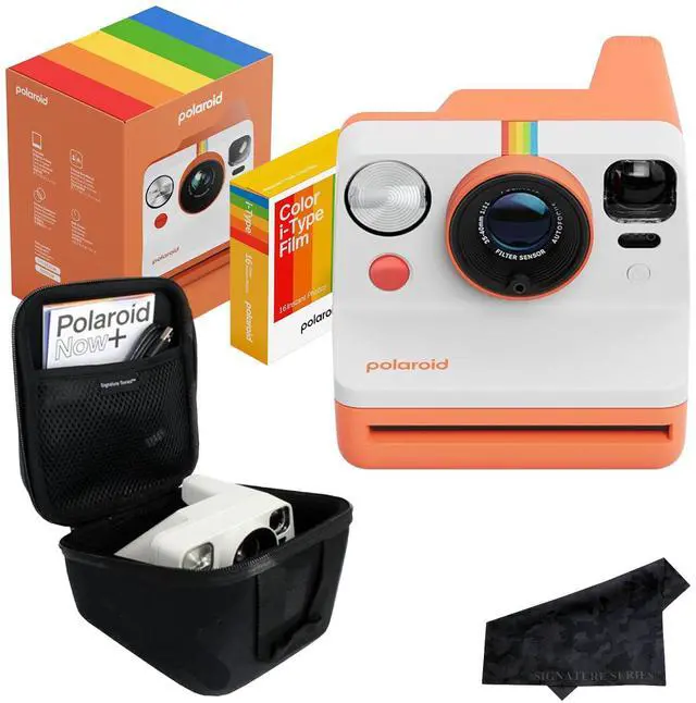 Main image of Polaroid Now 3rd Generation i-Type Instant Film Camera with 16 Color Film Photos, Coral, with Signature Series Case Bundle