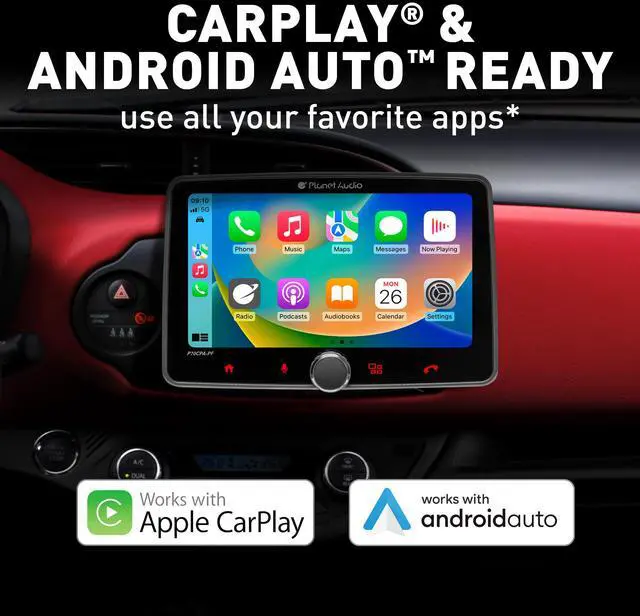 Alt view image 2 of 4 - P70CPA-PF Car Stereo - Apple CarPlay, Android Auto, Single Din, 7 Inch Touchscreen, Bluetooth, No CD DVD Player, AM/FM Radio Receiver, Multi Color Illumination