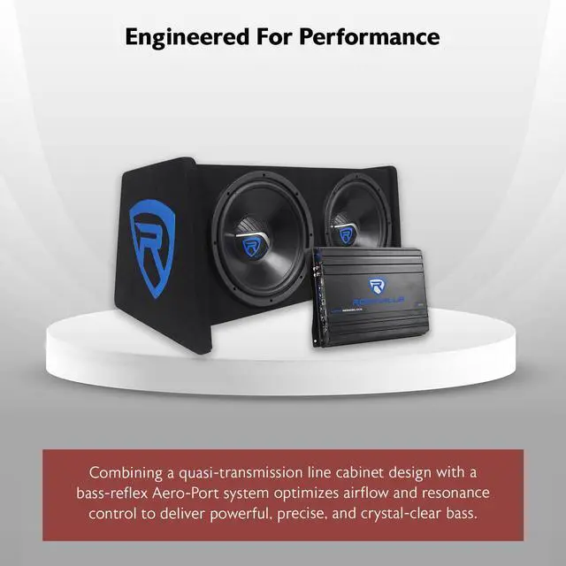 Alt view image 4 of 4 - RV12.2B 1200W Dual 12" Car Subwoofer Enclosure, 400W RMS, Mono Amp, CEA-2006 Compliant, Subsonic Filter, Amp Kit, for Car Audio Systems