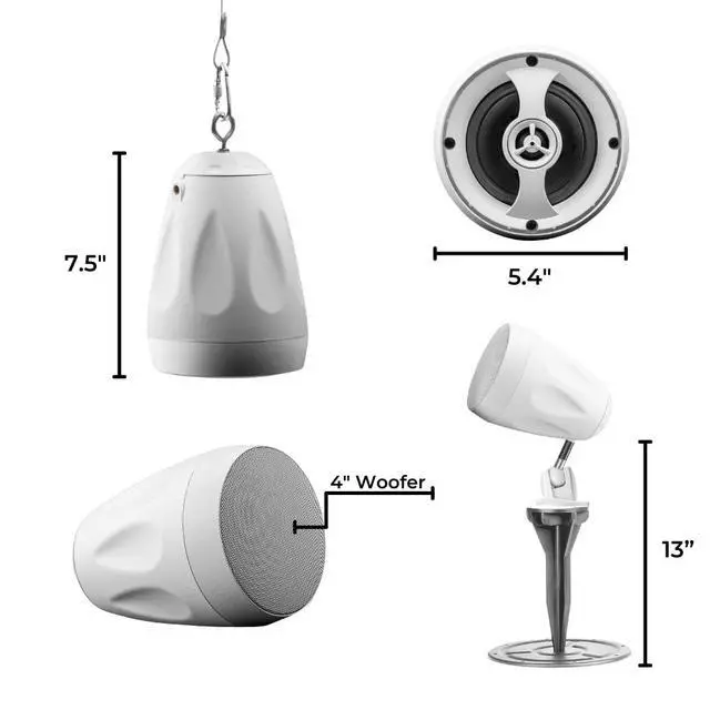 Alt view image 3 of 4 - Forza 4" Landscape In Ground/Mountable 80W Speaker, Commercial 70V Tap, Outdoor Weather Resistant, White (Single)