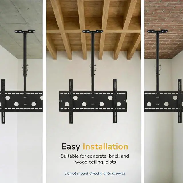 Alt view image 4 of 4 - Ceiling TV Mount for 3286 Inch TVs Full Motion Swivel, Tilt & Height Adjustable Bracket Heavy-Duty Steel, 175 lb Capacity, VESA 800x450 Ideal for Home & Commercial Installations