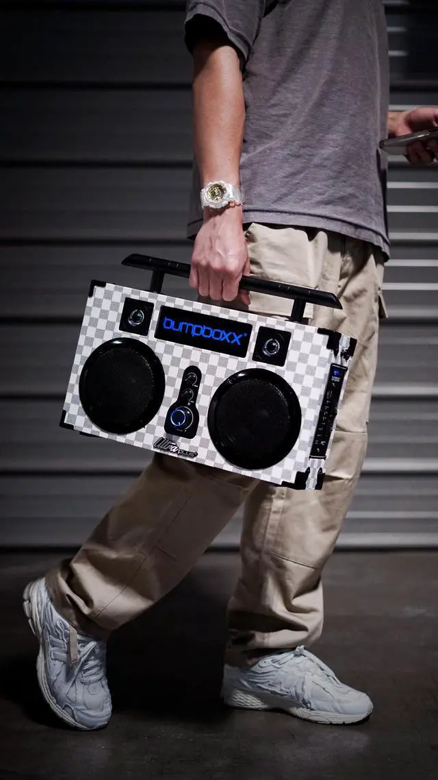 Alt view image 4 of 4 - Ultra Plus Bluetooth Boombox | NYC Graffiti Retro Speaker | Rechargeable lithium battery, carrying strap, included microphone, portable design