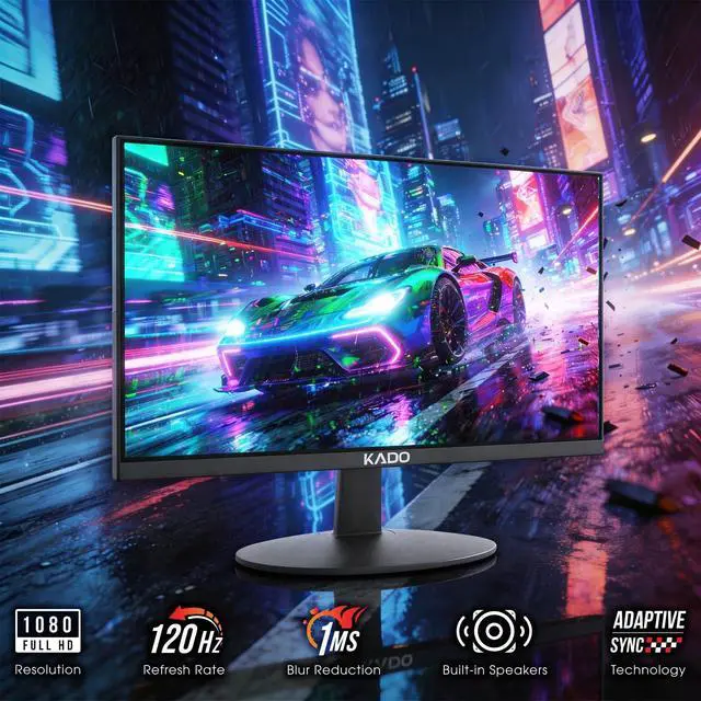 Alt view image 2 of 4 - Dual Monitor 2-Pack 22" 1920x1080 120Hz 105% sRGB FHD Computer Monitor | 1ms Fast Response DisplayPort HDMI Office Gaming Hybrid, VESA Mount Built-in Speakers, Panoramic Display Multi-tasking