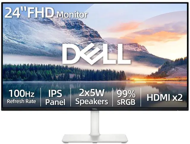 Main image of 24" IPS FHD Computer Monitor, 100Hz Refresh Rate, Integrated Dual 5W Speakers, 99% sRGB Color Gamut, 1500:1 Contrast Ratio, 2 x HDMI Ports, Ultra-Thin Bezel, Ash White