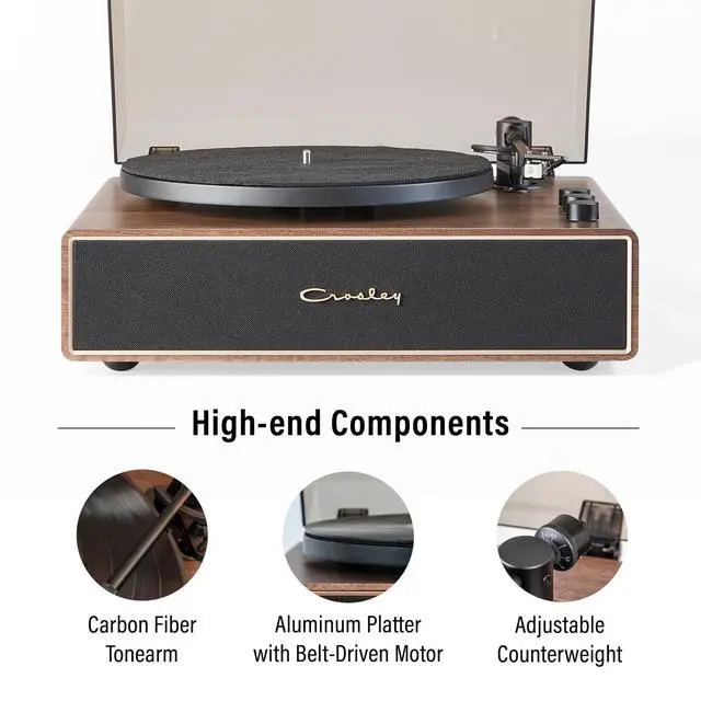 Alt view image 3 of 4 - CR6046A-WAGL Stave 2-Speed Bluetooth Record Player Turntable with Built-in Speakers, Walnut