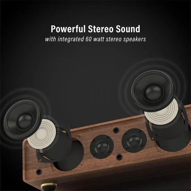 Alt view image 4 of 4 - CR6046A-WAGL Stave 2-Speed Bluetooth Record Player Turntable with Built-in Speakers, Walnut