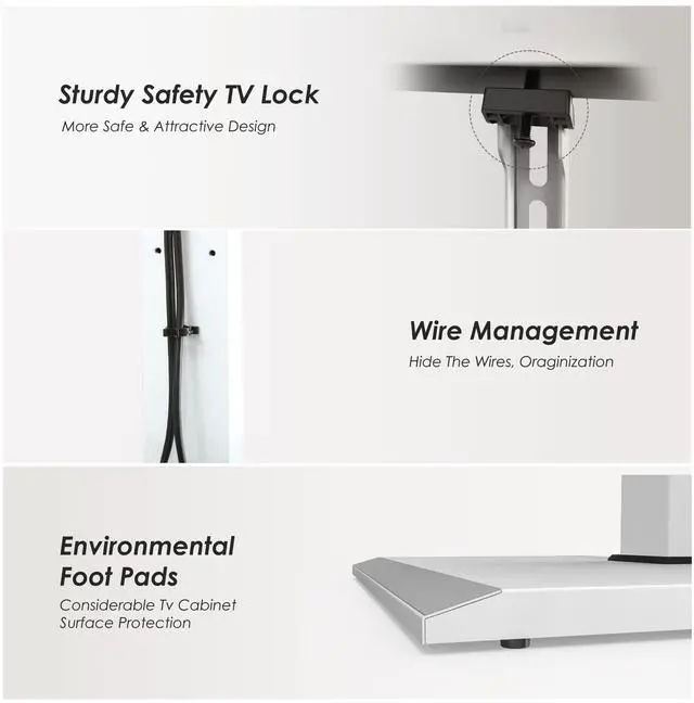 Alt view image 4 of 4 - Iron Base Universal Floor TV Stand with Swivel Mount Space Saving for 50-85 Inch LED LCD OLED Plasma Flat Panel or Curved Screen TVs