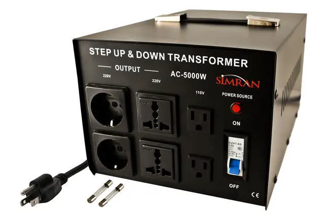 Main image of AC-5000 Step Up/Down Voltage Transformer Power Converter for Conversion Between 110 Volt and 220 Volts with Circuit Breaker, CE Certified, 5000 Watts, Black
