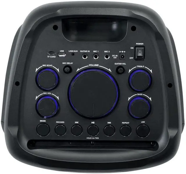 Alt view image 3 of 4 - BASS Party 10 Dual 10" Portable Battery LED Party Bluetooth Speaker