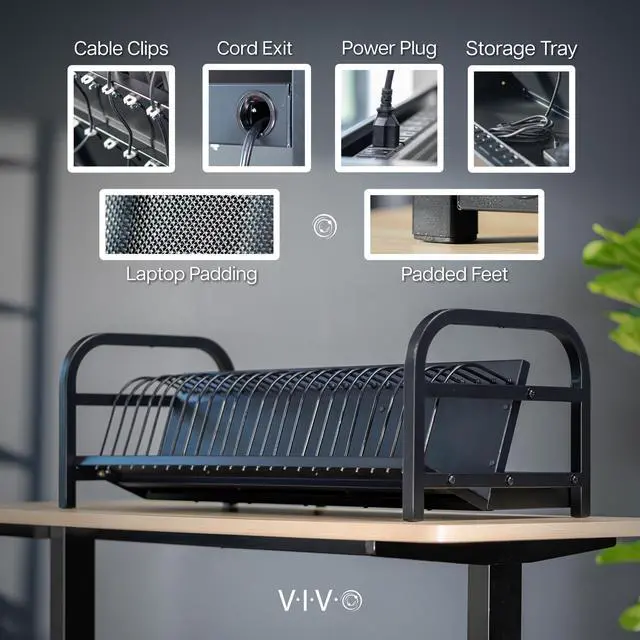 Alt view image 2 of 4 - 24-Bay Laptop and Tablet Open Charging Station, Multi Device Charging Organizer, Chromebook Charging Station for Classroom, Devices up to 14 inches, Black, STAND-LAPC24