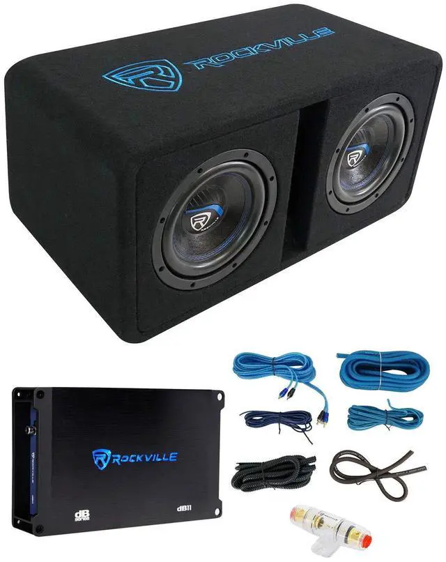 Main image of DK58 Package Dual 8" 1600W Loaded K5 Car Subwoofer Enclosure, DB11 Amp, 2 Ohm, Deep Bass, Compact Design, Easy Installation, for Car Audio Enthusiasts